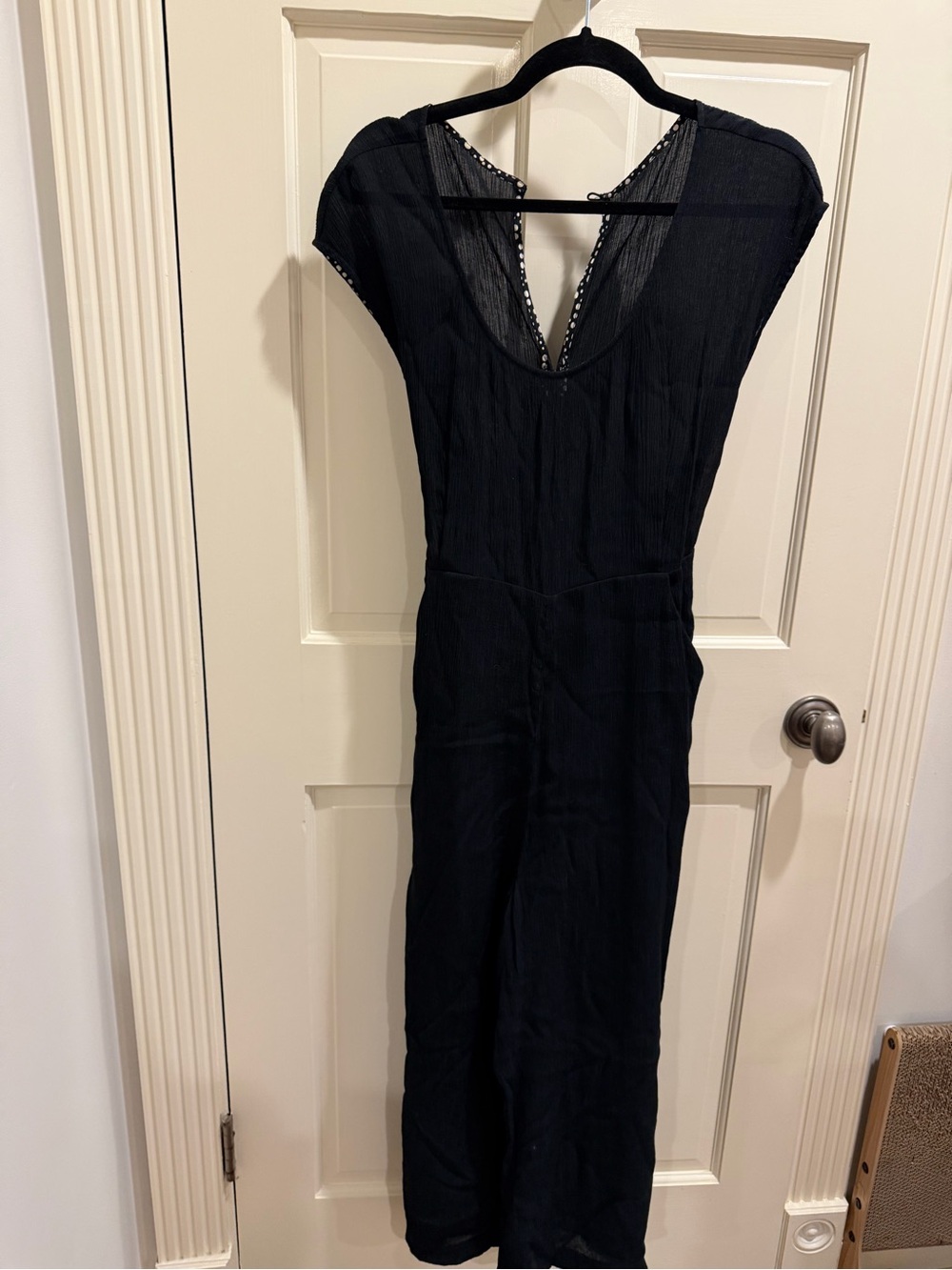 Black Cap-Sleeve V-Neck Jumpsuit